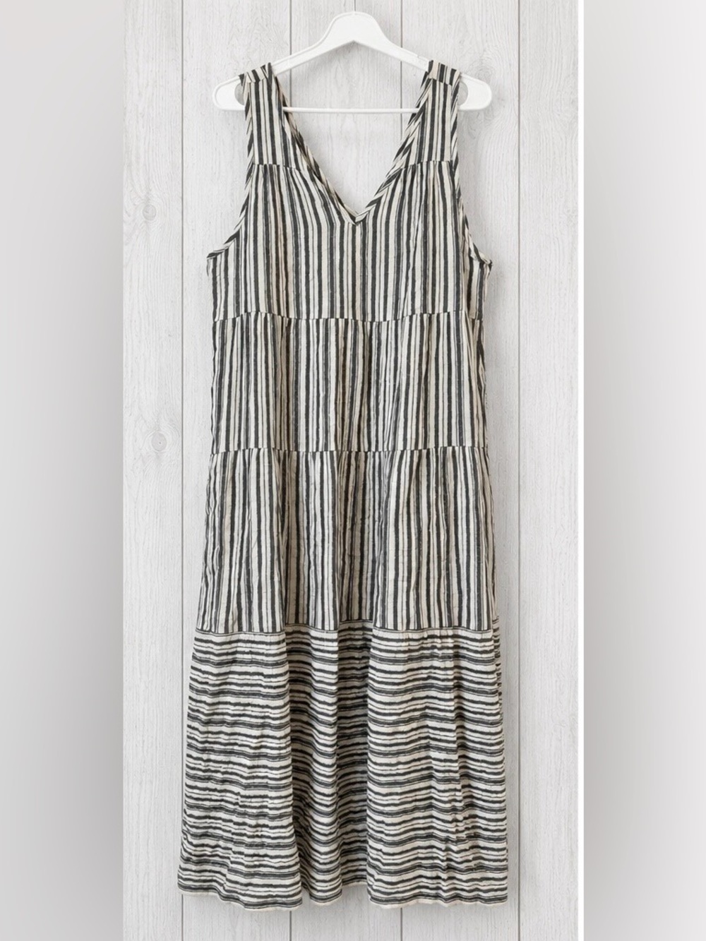 Marine Layer Corinne Maxi Dress White Striped Cotton Size Large